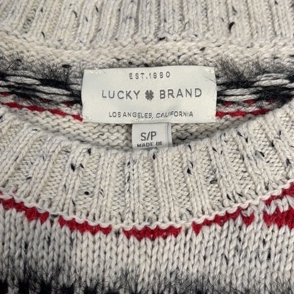 Nwot Lucky Brand Beige Fair Isle Cotton Wool blend Sweater - Picture 5 of 6